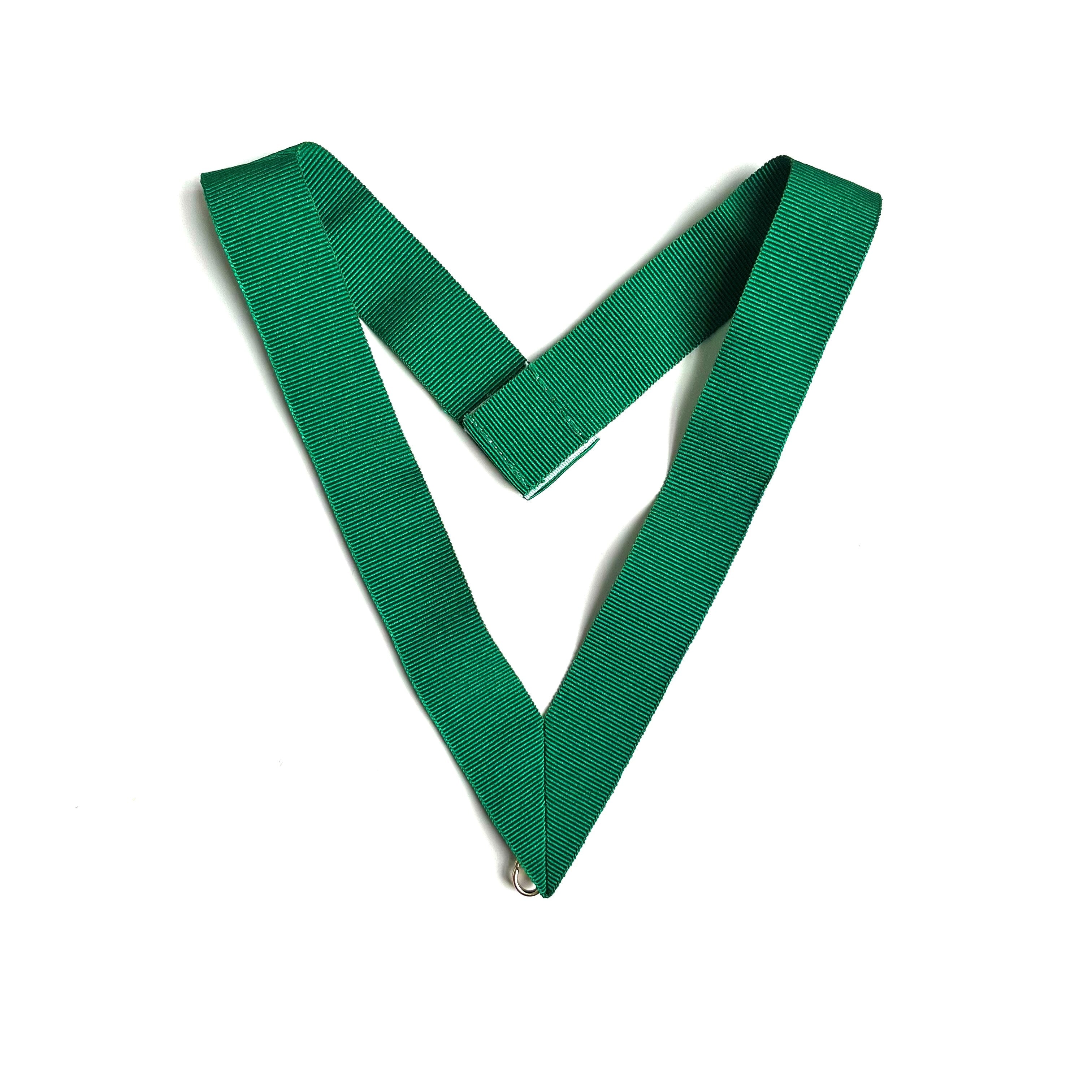 A green Allied Past Master Collarette with a swivel hook tip.