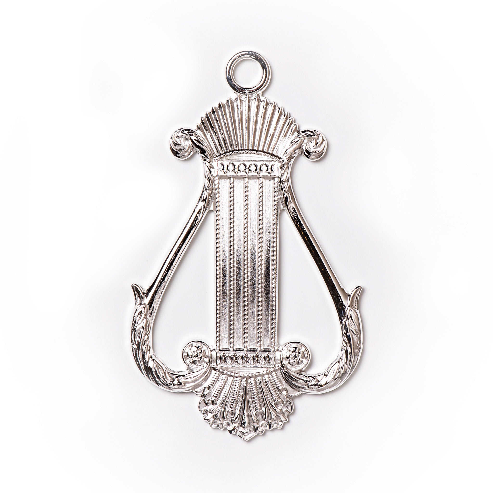 Silver Masonic Craft-Officers-Collar-Jewel-Organist on white background