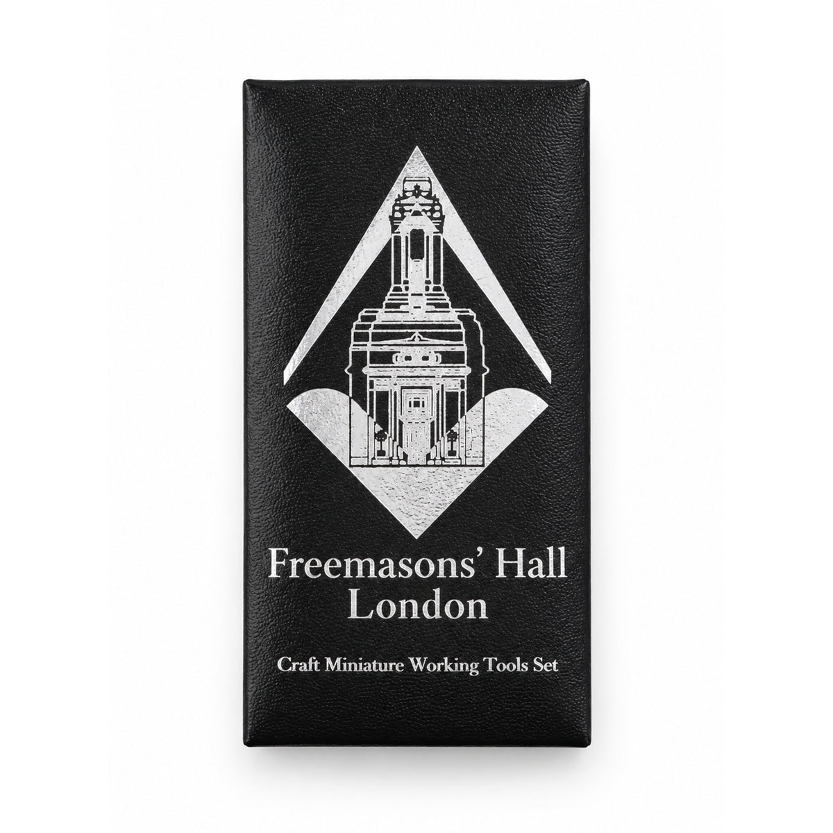 Black Freemasons’ Hall London presentation box for Craft Miniature Working Tools Set