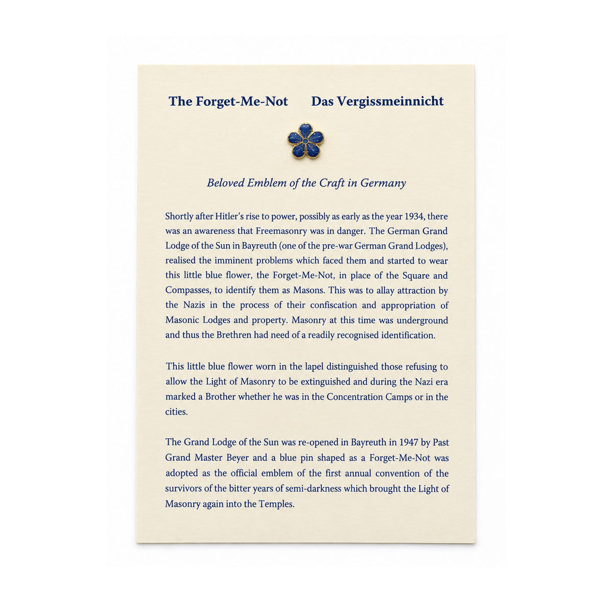 Forget-Me-Not Explanation Card