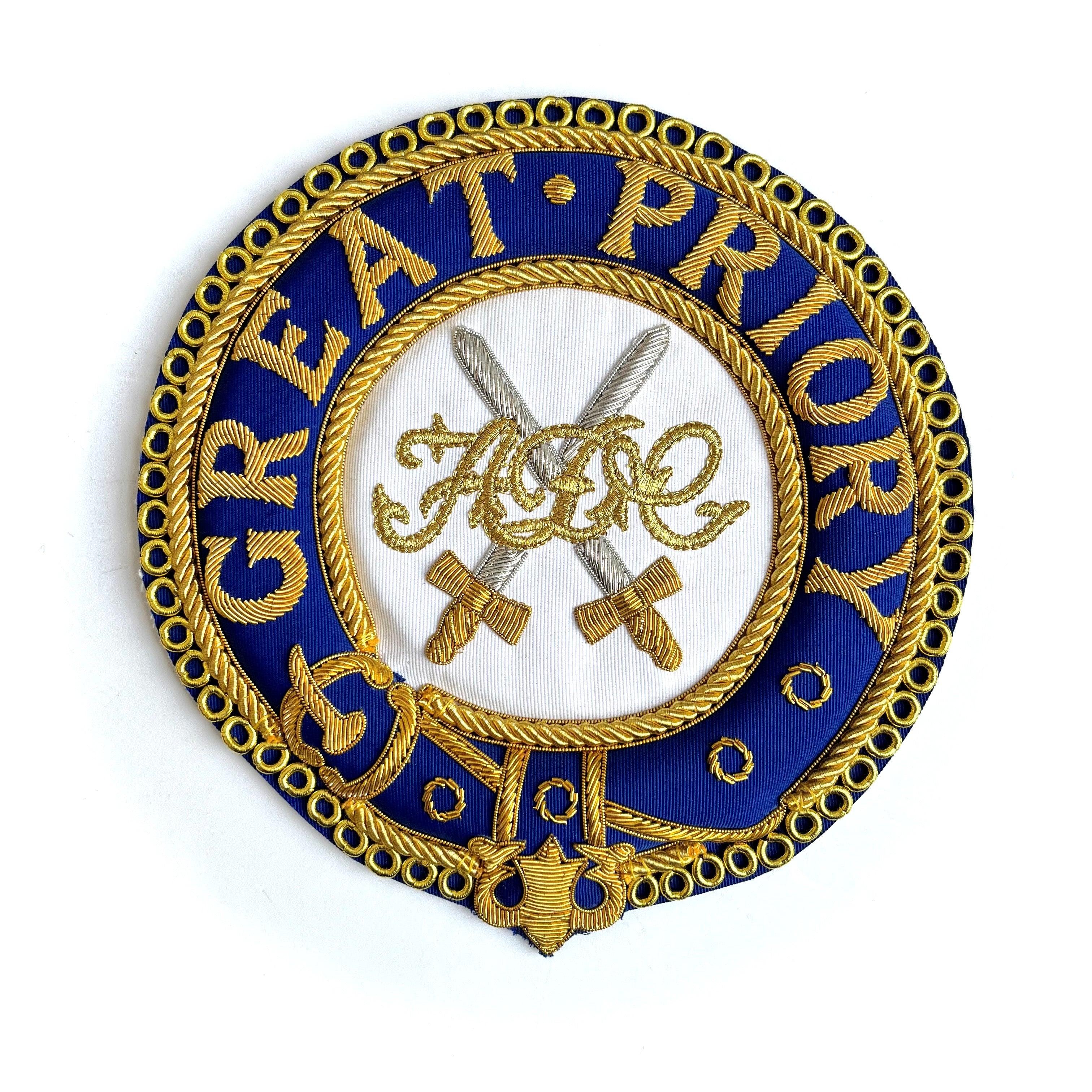 Decorative Masonic badge with 'Great Priory' text and crossed swords on a blue background