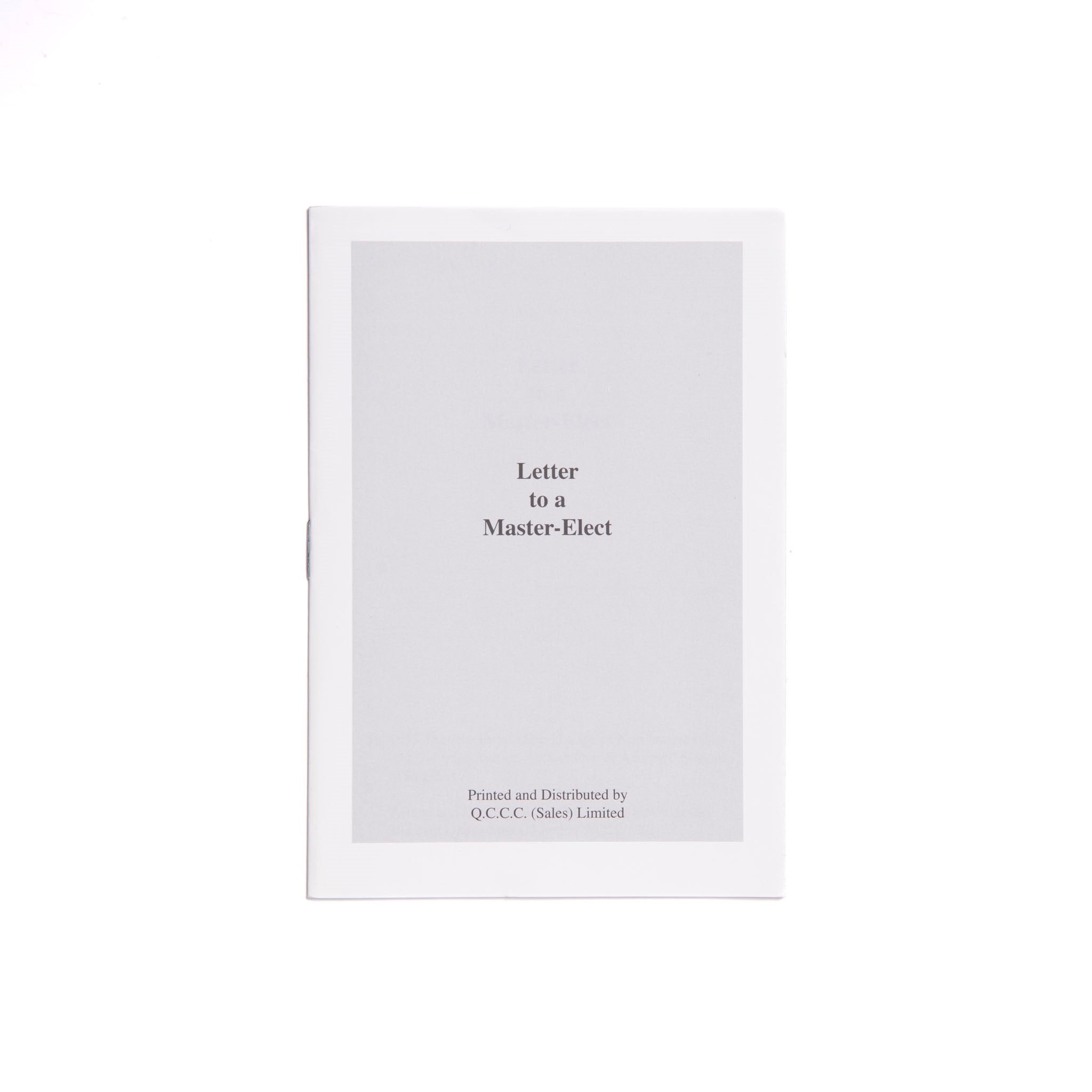 This image features a simple and elegant book cover for "Letter to a Master-Elect" by Lewis S. Gordon.