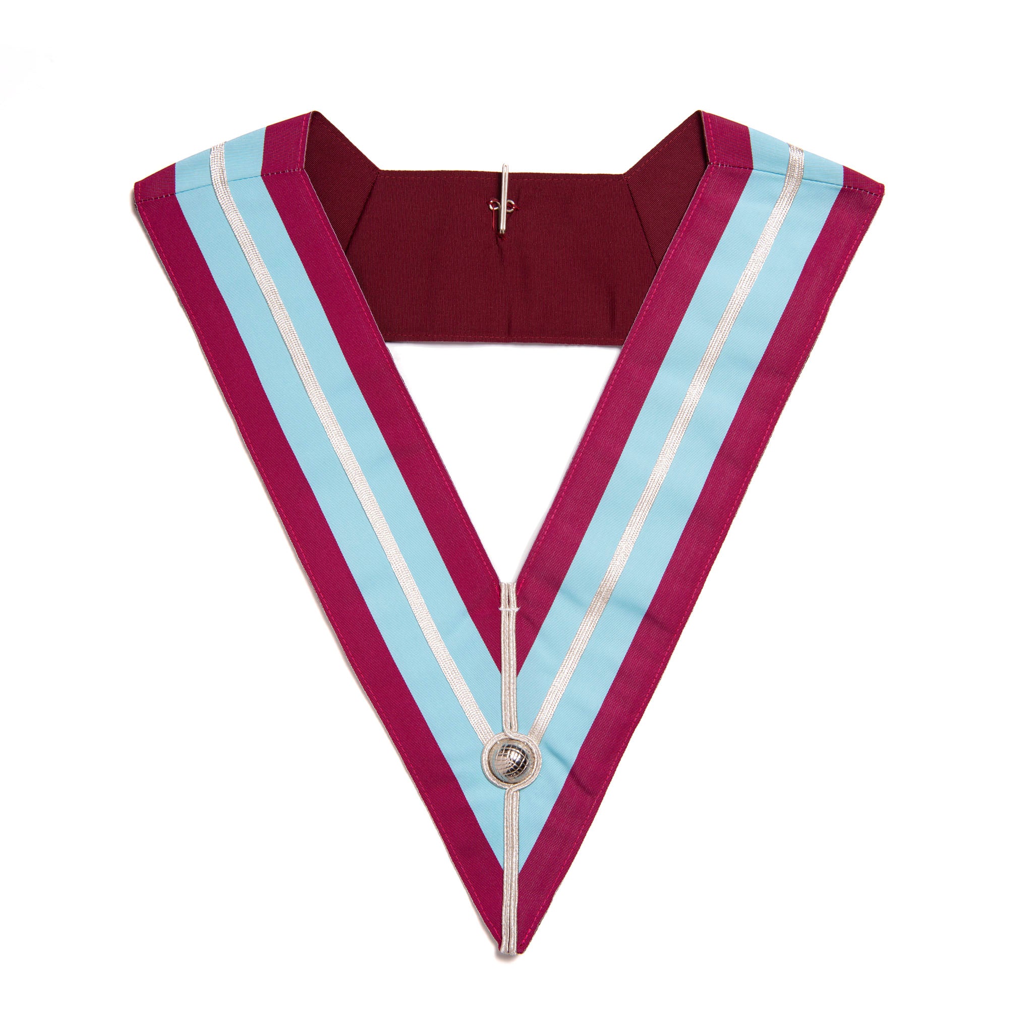 A Masonic Mark Past Master Collar, in purple, light blue and silver.