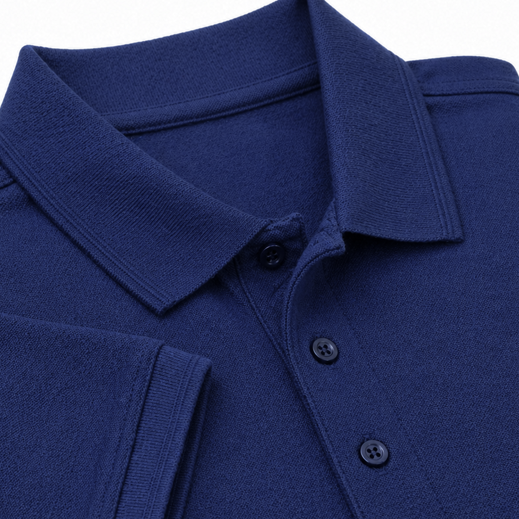 Close up of masonic blue polo shirt with a collar and button placket