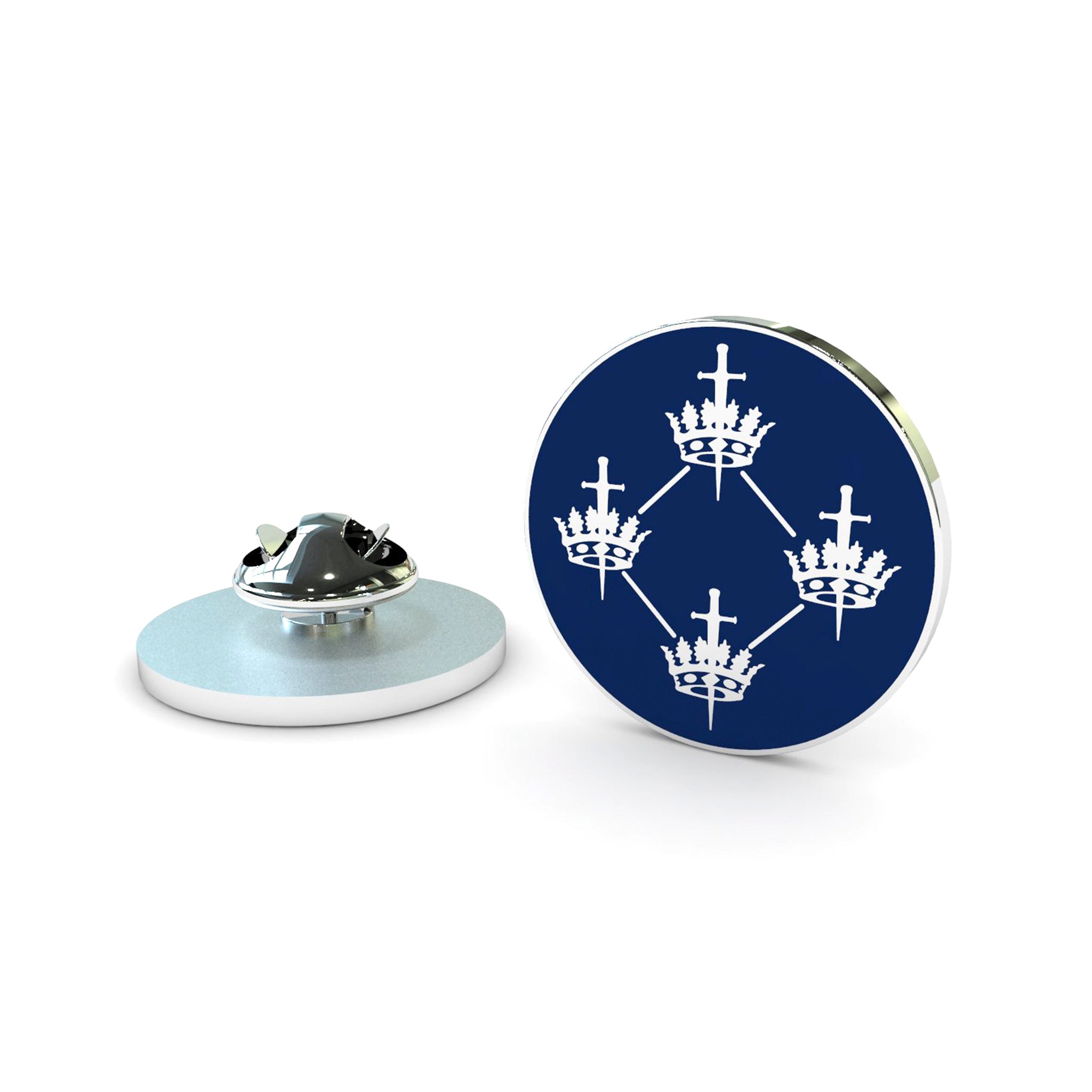 A Masonic Quatuor Coronati Lapel Pin Badge Navy and silver coloured geometric design.