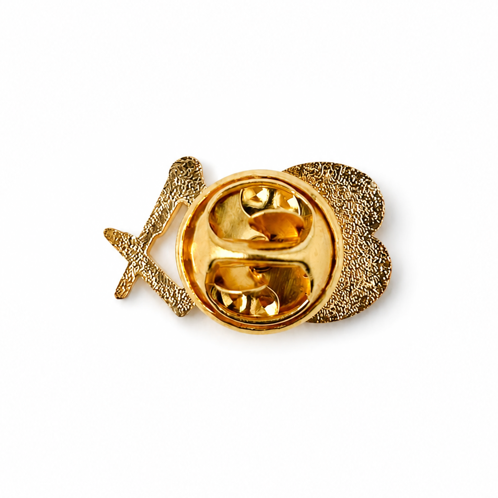 Back view of 2026 Masonic red poppy lapel pin featuring Square and Compasses design