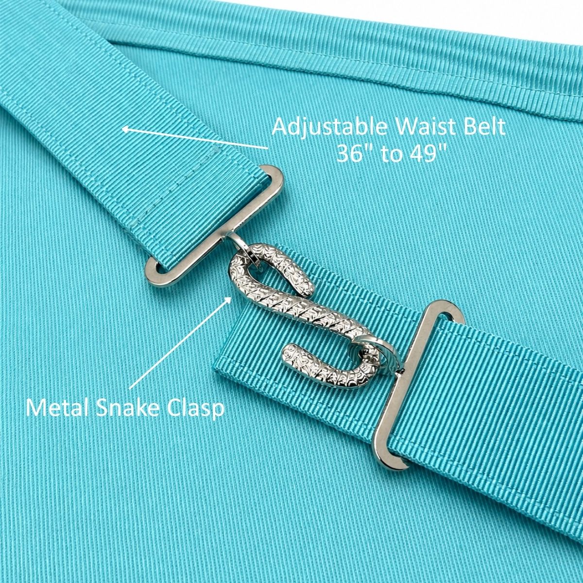 UGLE approved Worshipful Master Apron back waist belt with metal snake clasp