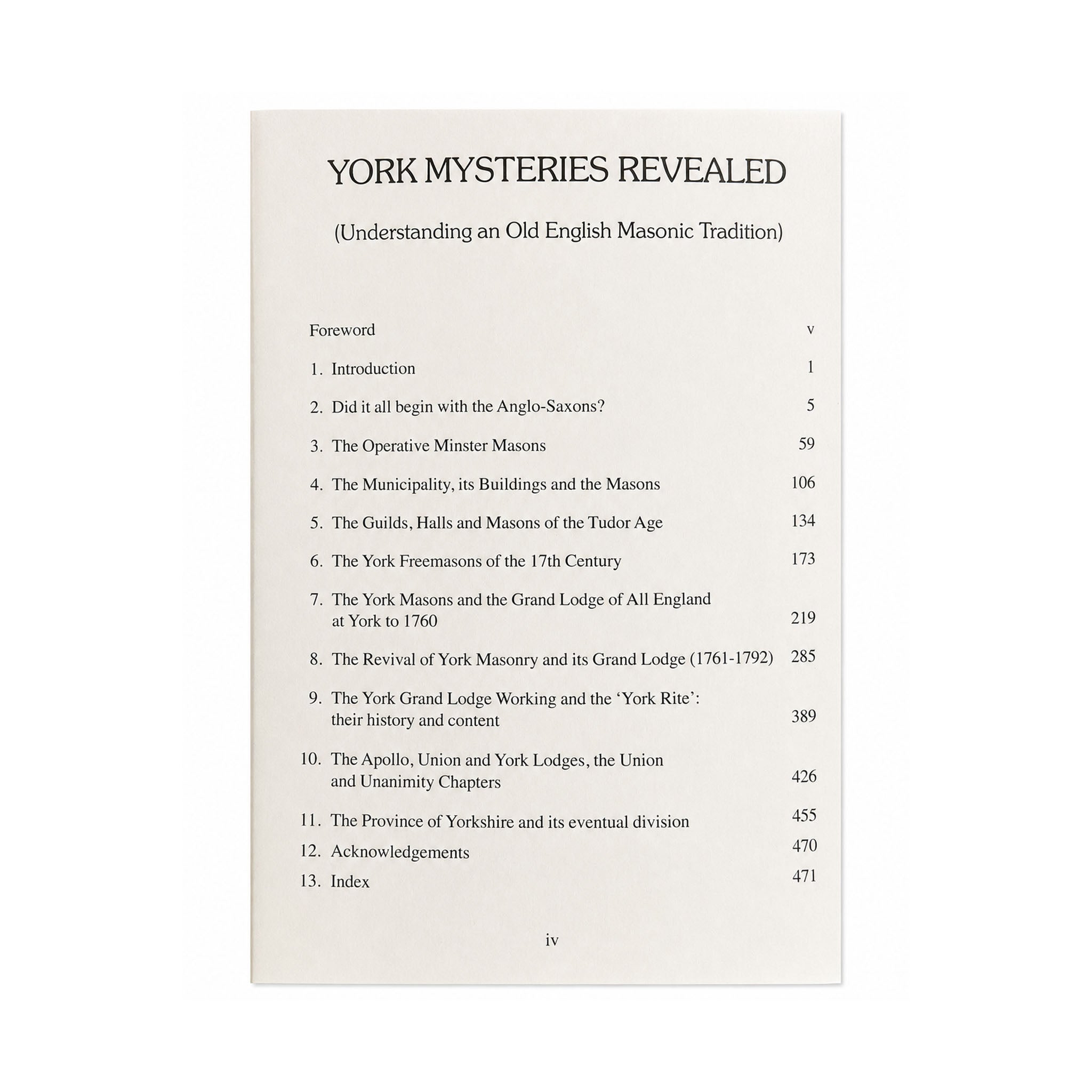 York Mysteries Revealed content page
