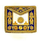 A blue, white and gold Grand Master Masonic Apron, showing Masonic symbols