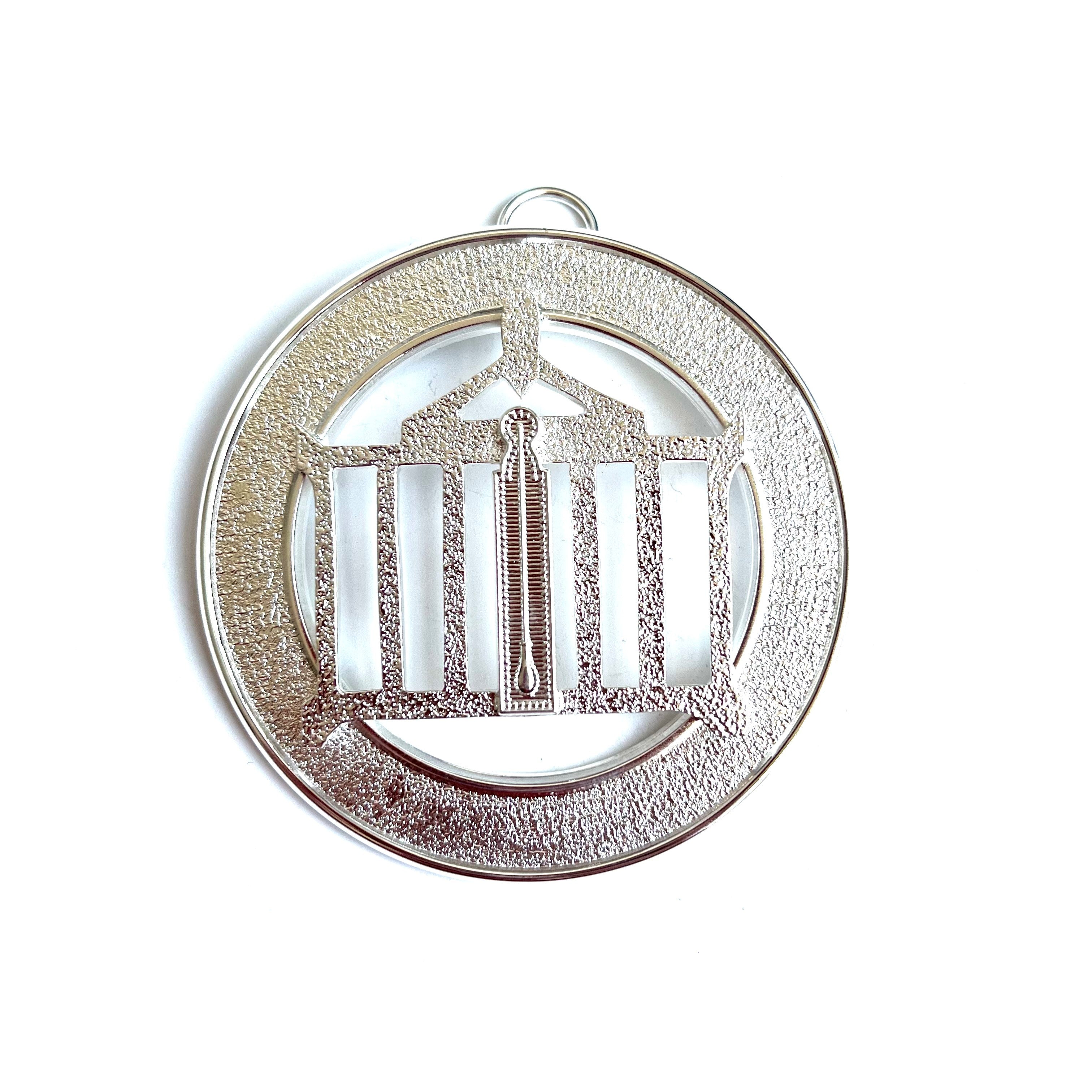 Allied Officer's Collar Jewel -Junior Warden, in silver on a white background