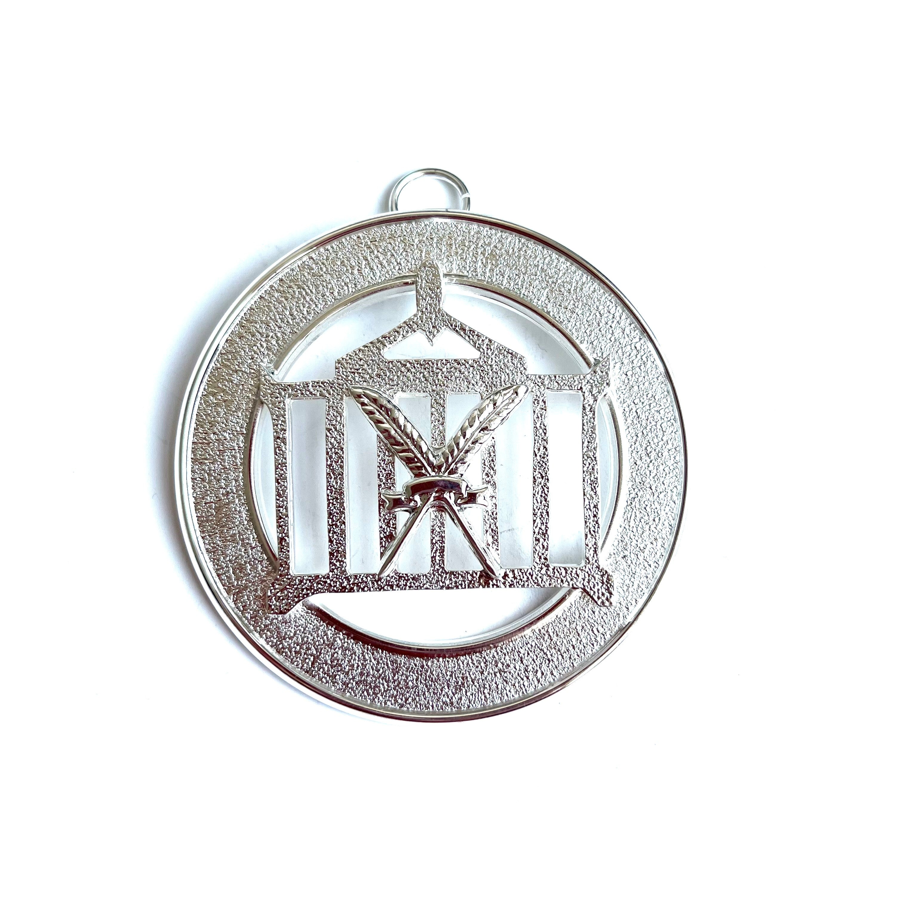 Allied Officer's Collar Jewel - Secretary, silver coloured on a white backgound