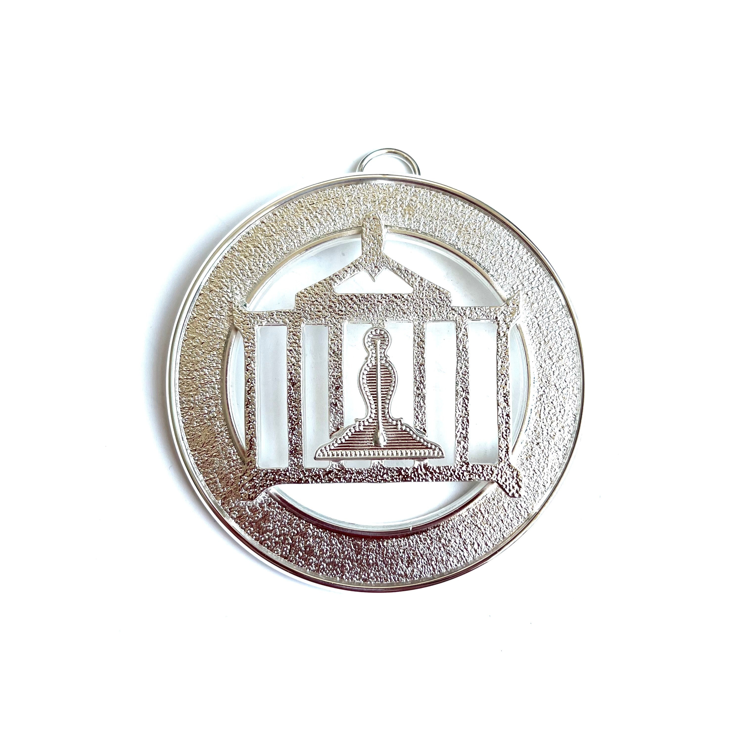 Allied Officer's Collar Jewel -  Senior Warden, silver coloured, white background.