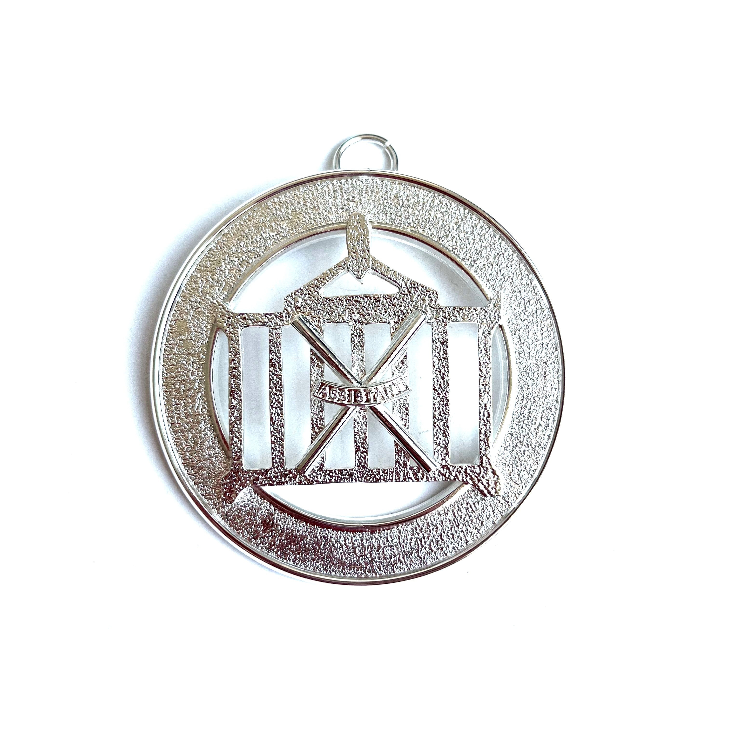 Allied Officer's Collar Jewel - Senior and Junior Deacon -  silver coloured on a white background.