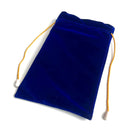 Small Masonic Alms Bag at an angle, made of blue velvet with drawstrings.