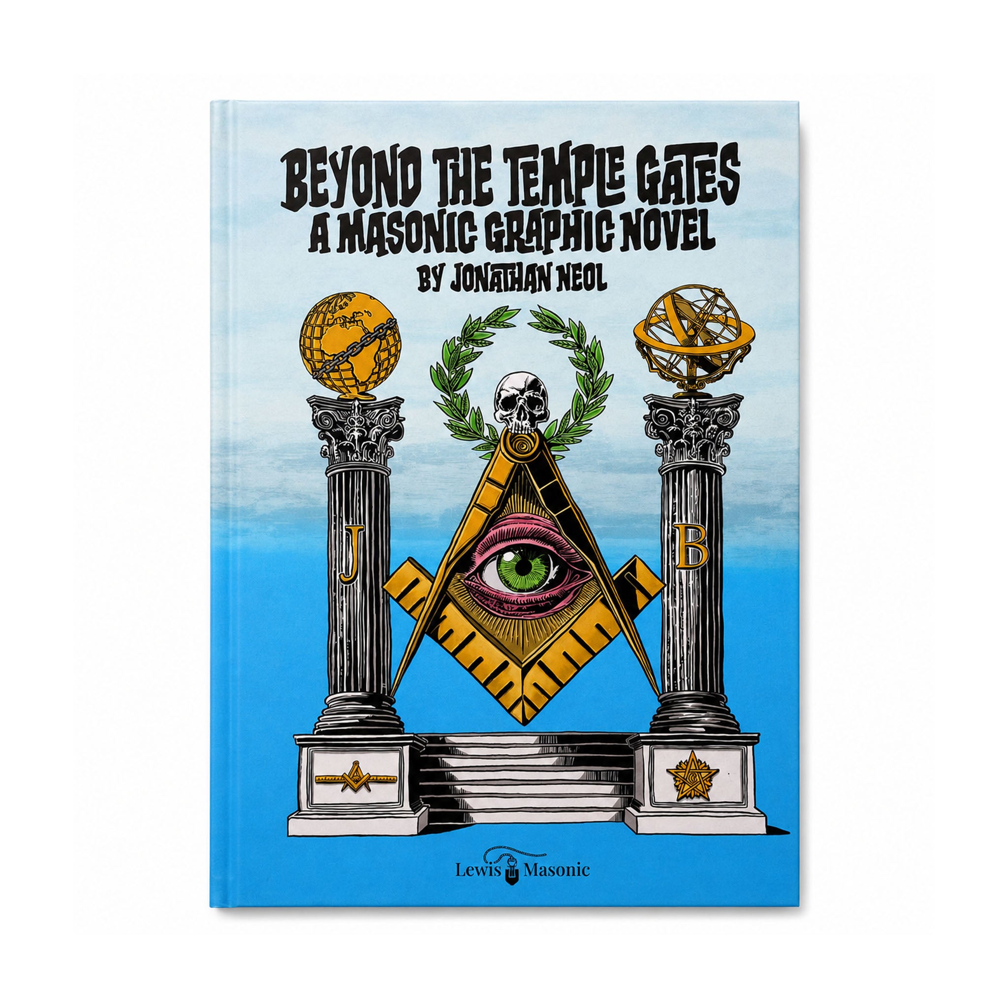 The front cover of the Beyond the Temple Gates book, featuring Masonic symbolism