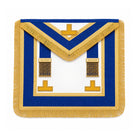 Craft provincial Masonic apron dress style with blue trim and gold fringe