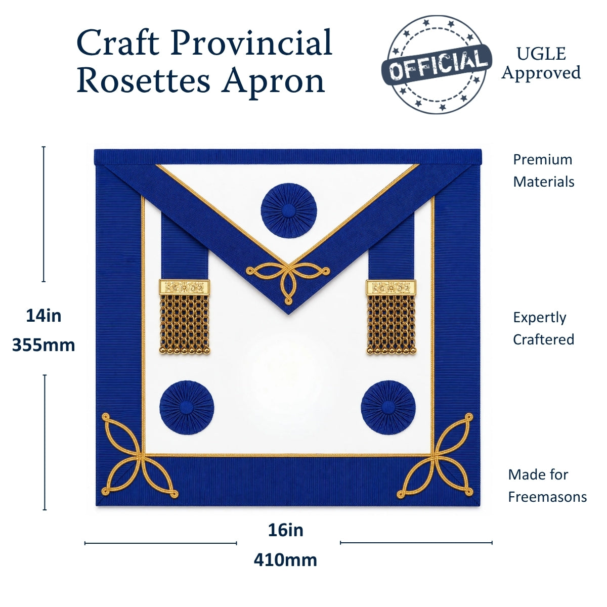 Craft provincial rosettes apron size dimension