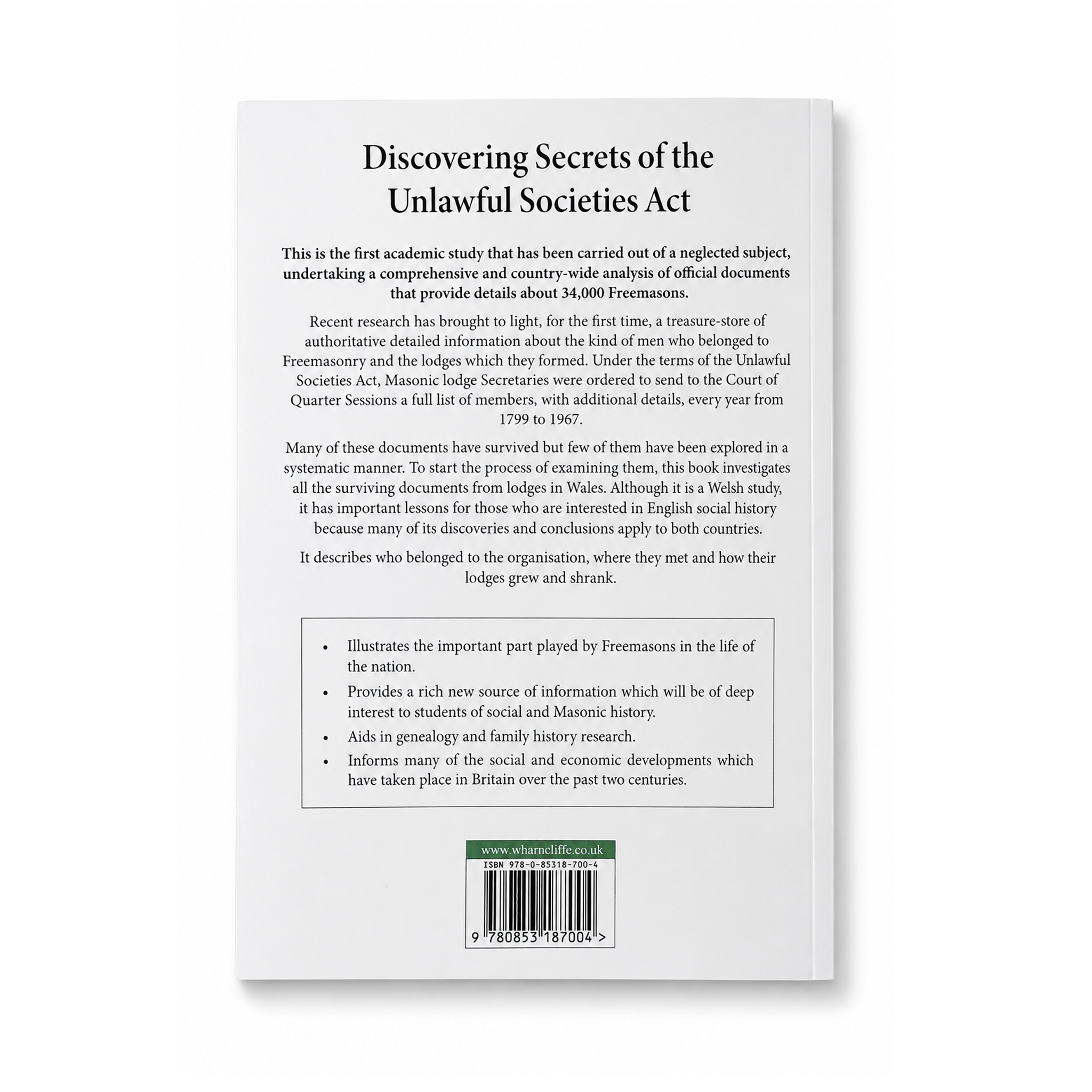 Discovering Secrets Of The Unlawful Societies Act Book, back cover
