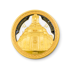 Freemasons’ Hall London commemorative gold coin with square and compass symbols, Masonic collectible featuring building design and 1933 detail.