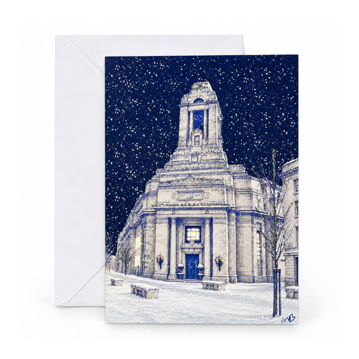 Freemasons' Hall Christmas Card with white envelope