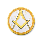 Masonic square and compass gold and white commemorative coin, Freemason collectible token with detailed emblem design