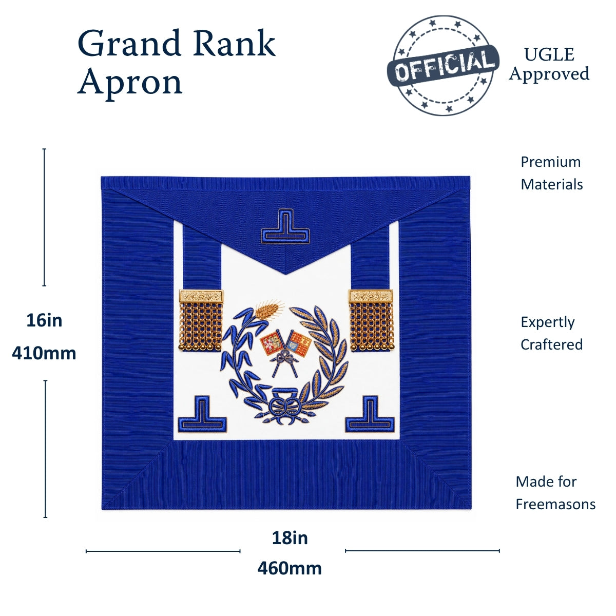 Grand Rank Masonic Apron size dimension