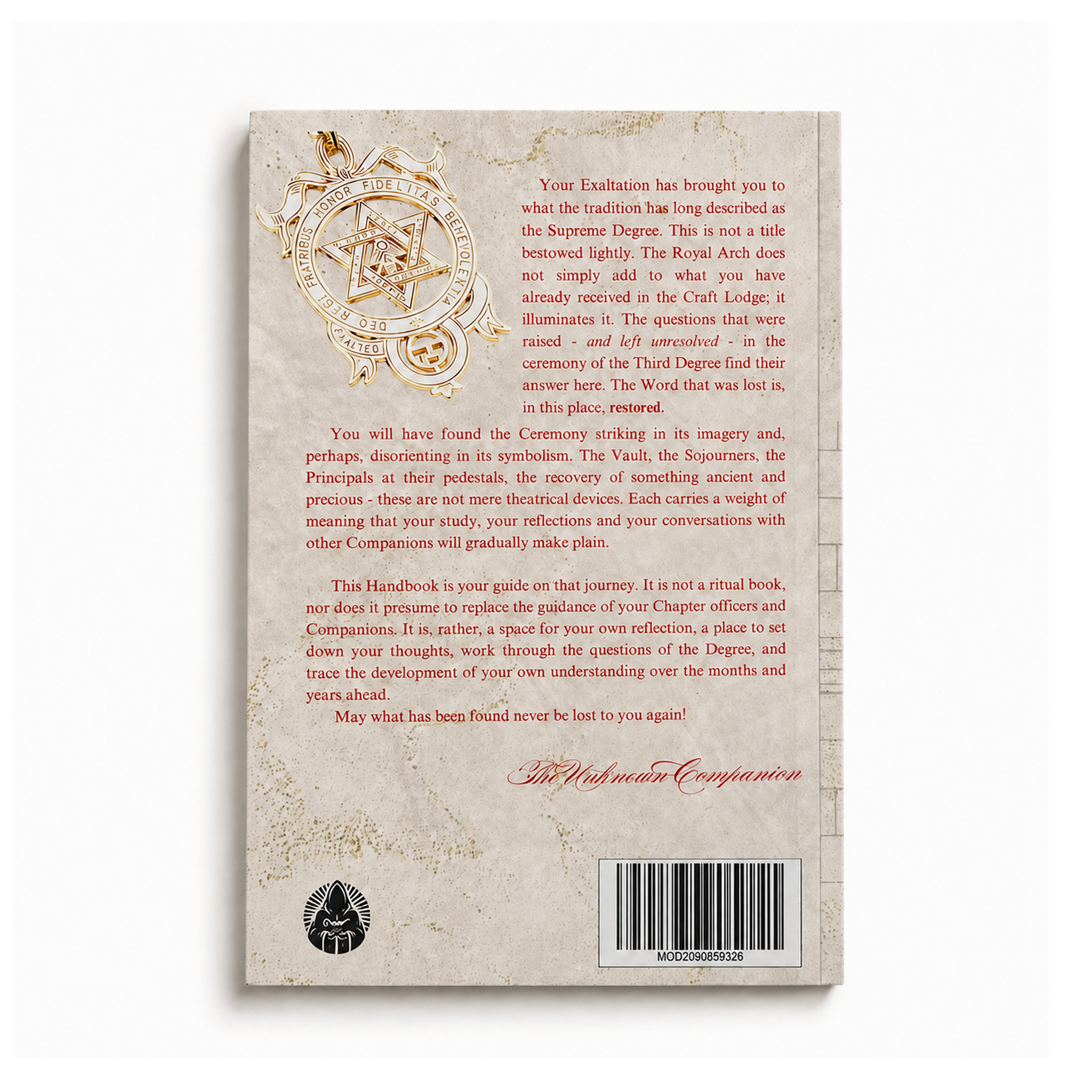 Back Cover for Masonic Royal Arch book: Handbook for the Newly Exalted Companion.