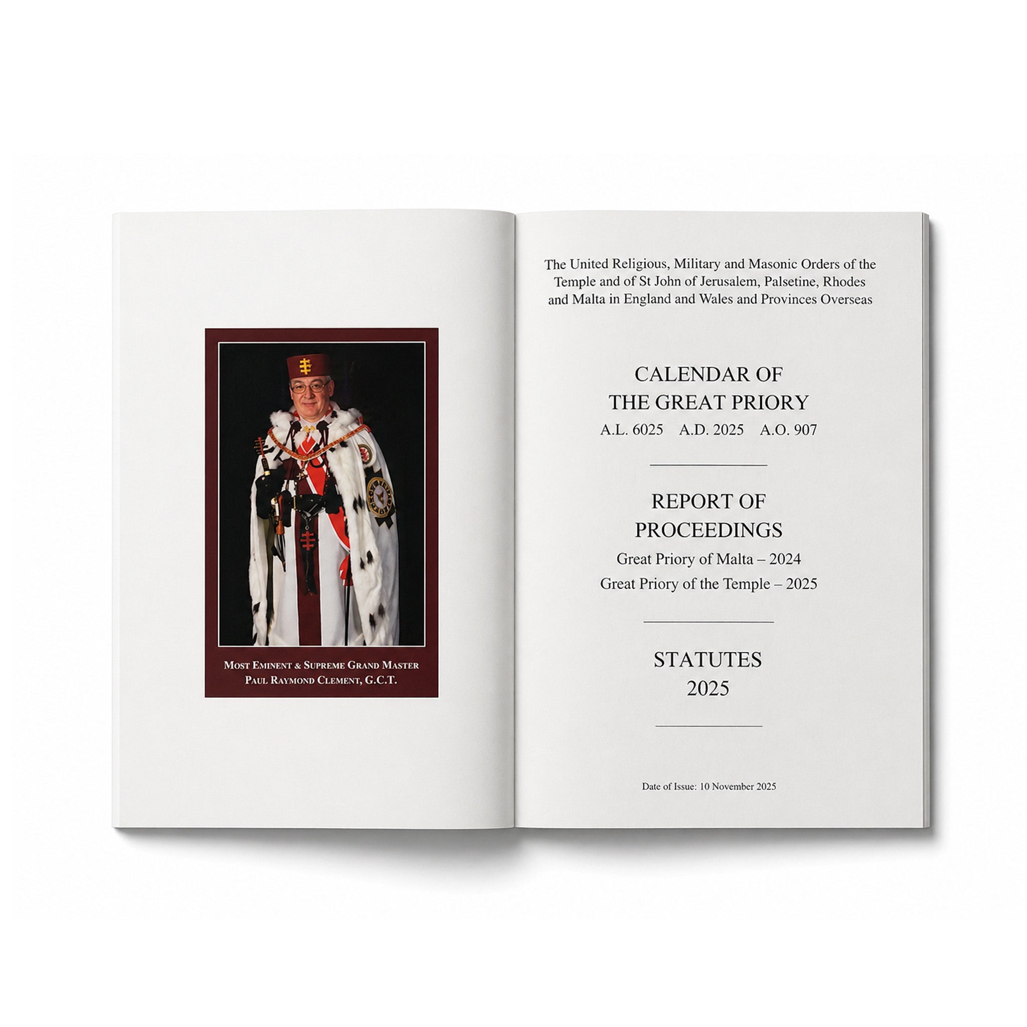 Masonic Knight Templar Yearbook 2025/2026 inside cover