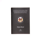 A black cover of a book titled 'Malta Ritual' with the emblem of the Knights of Malta and the date '2008' printed on it. Reprinted 2023.