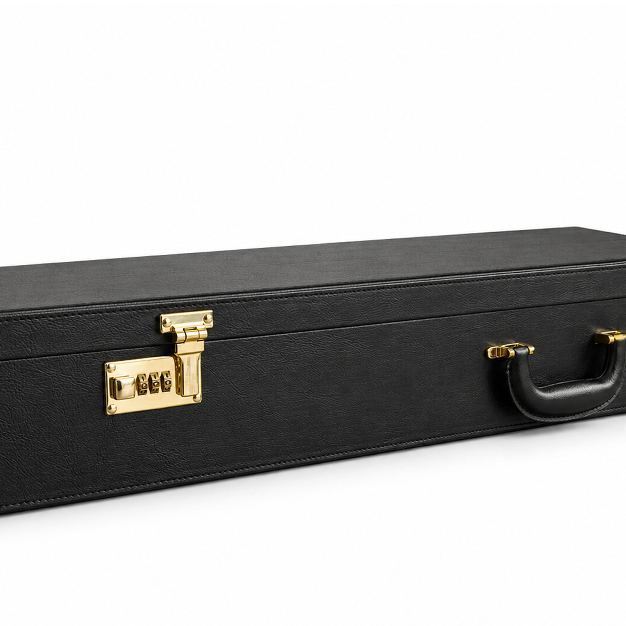 Masonic Black Knights Templar hard case with gold combination locks and carry handle for ceremonial sword storage