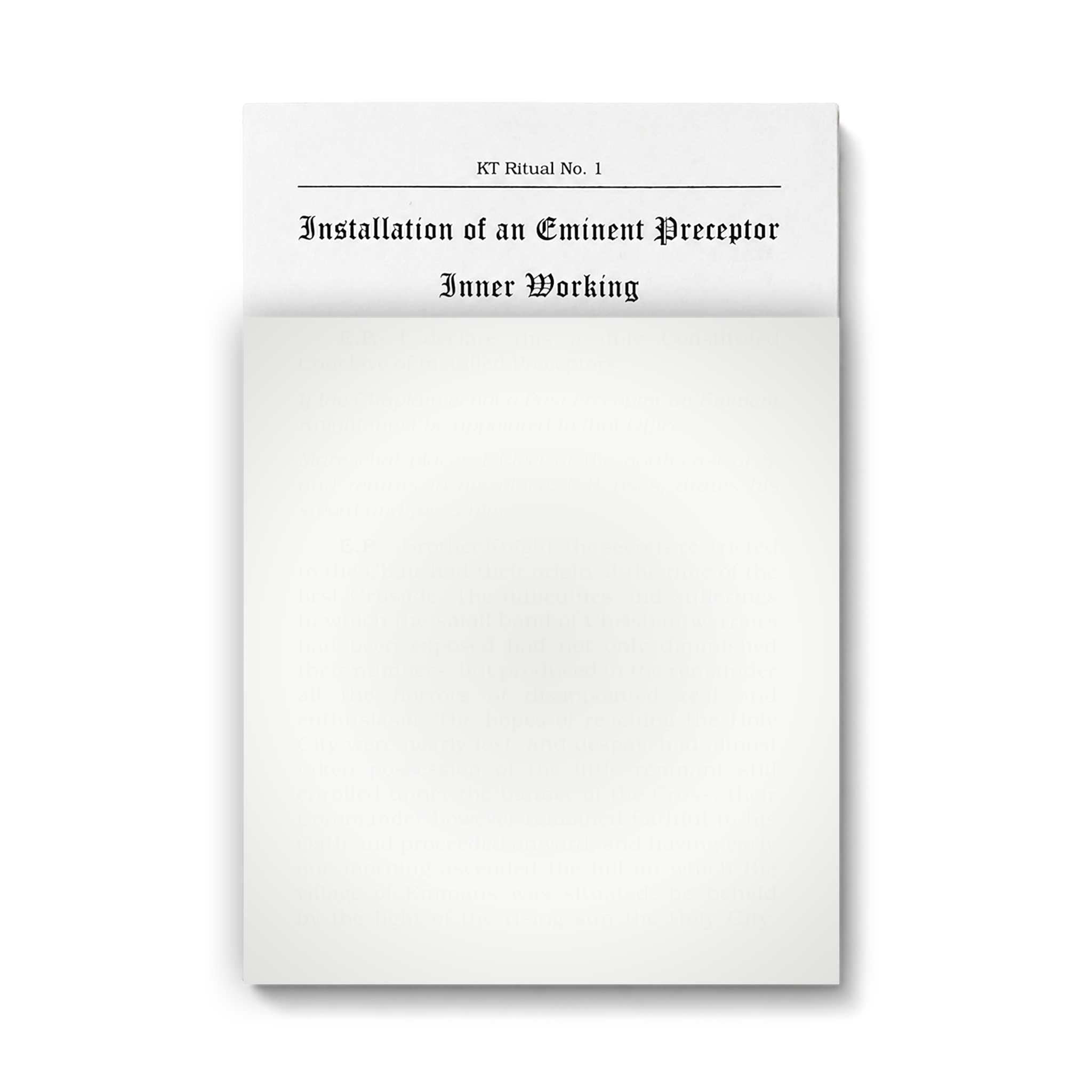 Masonic Knights Templar Inner Workings on a white card with black text
