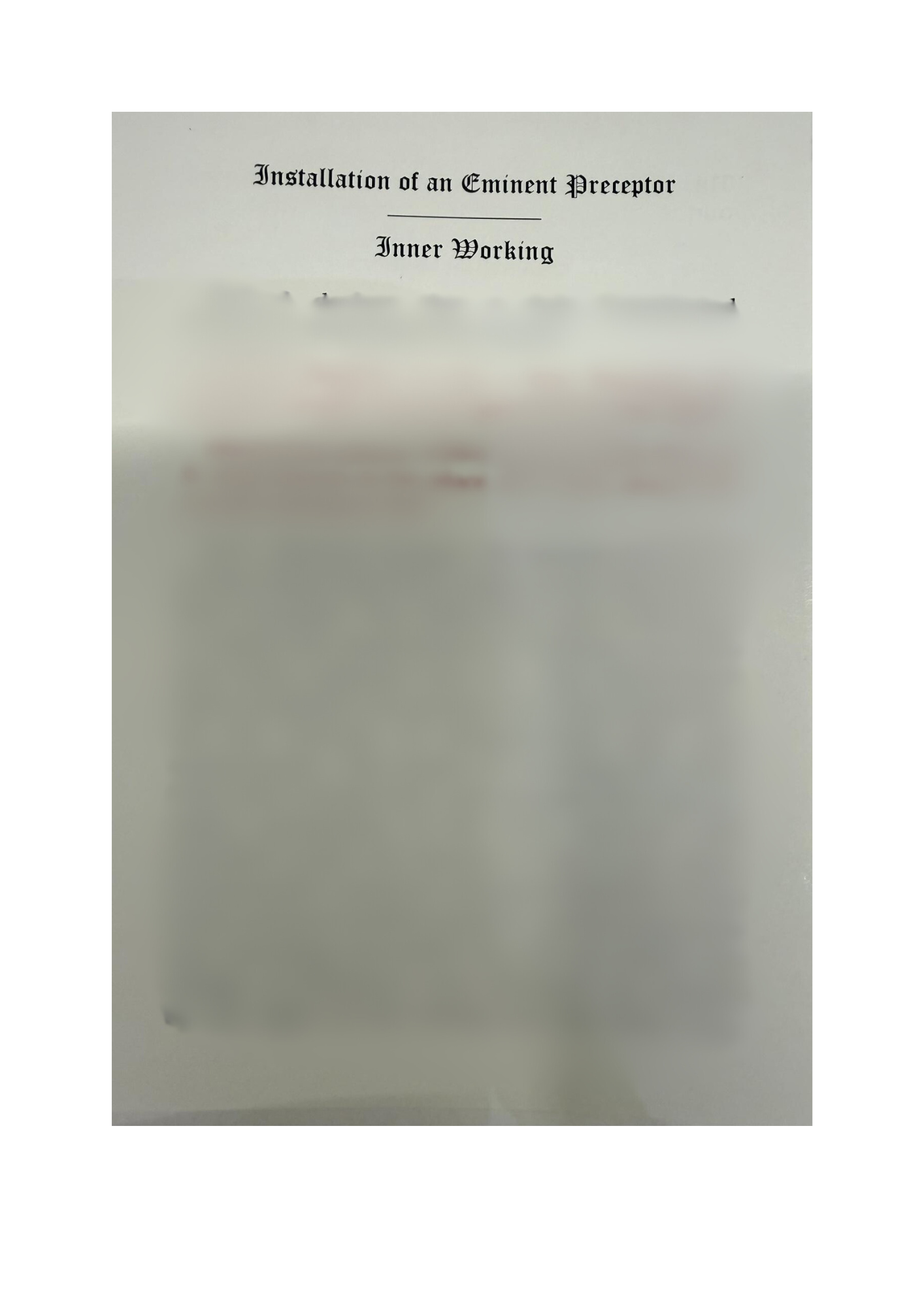 Knights Templar Inner Workings on a white card with black text