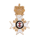 A Masonic Knights Templar Past Preceptor Collarette Jewel with white, black and red enamel on a gold coloured jewel