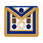 London Rank Masonic Apron dress style with blue trim, gold fringe and embroidered London rank badge