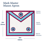 Mark Mason Apron three pleated rosettes. Size dimension.