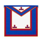 Blue and burgundy Mark Provincial Masonic apron with gold line detailing.