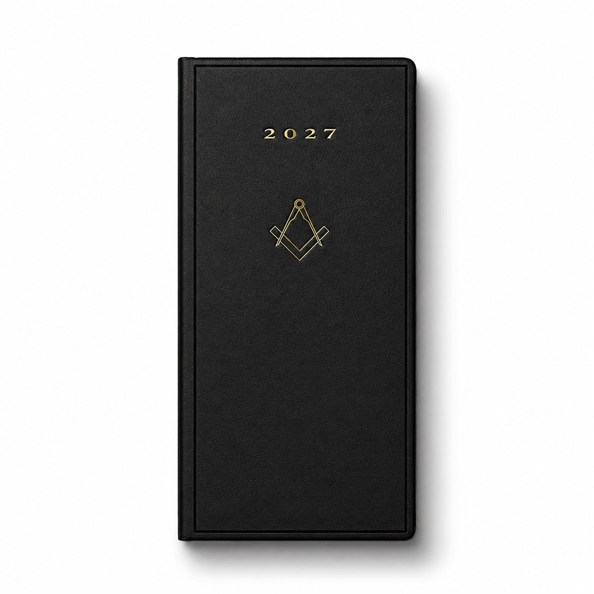 Black Masonic Diary 2027 with Masonic symbol on a white background