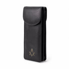 Black leather masonic glasses case with two glasses compartment