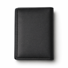 Back view of black masonic leather card holder wallet with stitched edges