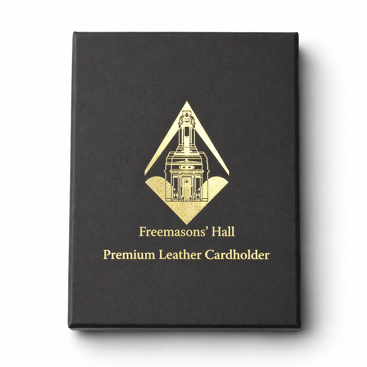 Freemans' hall black leather card holder wallet box.