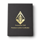Freemans' hall black leather card holder wallet box.