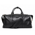 Black leather Masonic holdall travel bag front view, featuring the Square & Compasses synbol embossed