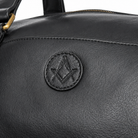 Embossed Square and Compasses emblem on black leather Masonic holdall