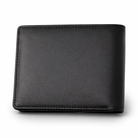 Back view of premium Black leather card wallet with stitched edges