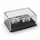 Masonic square and compass silver cufflinks in clear display case, Freemason formal accessory gift for suit and lodge wear