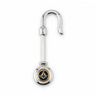 Silver-coloured Masonic napkin holder with black enamel Square and Compasses emblem