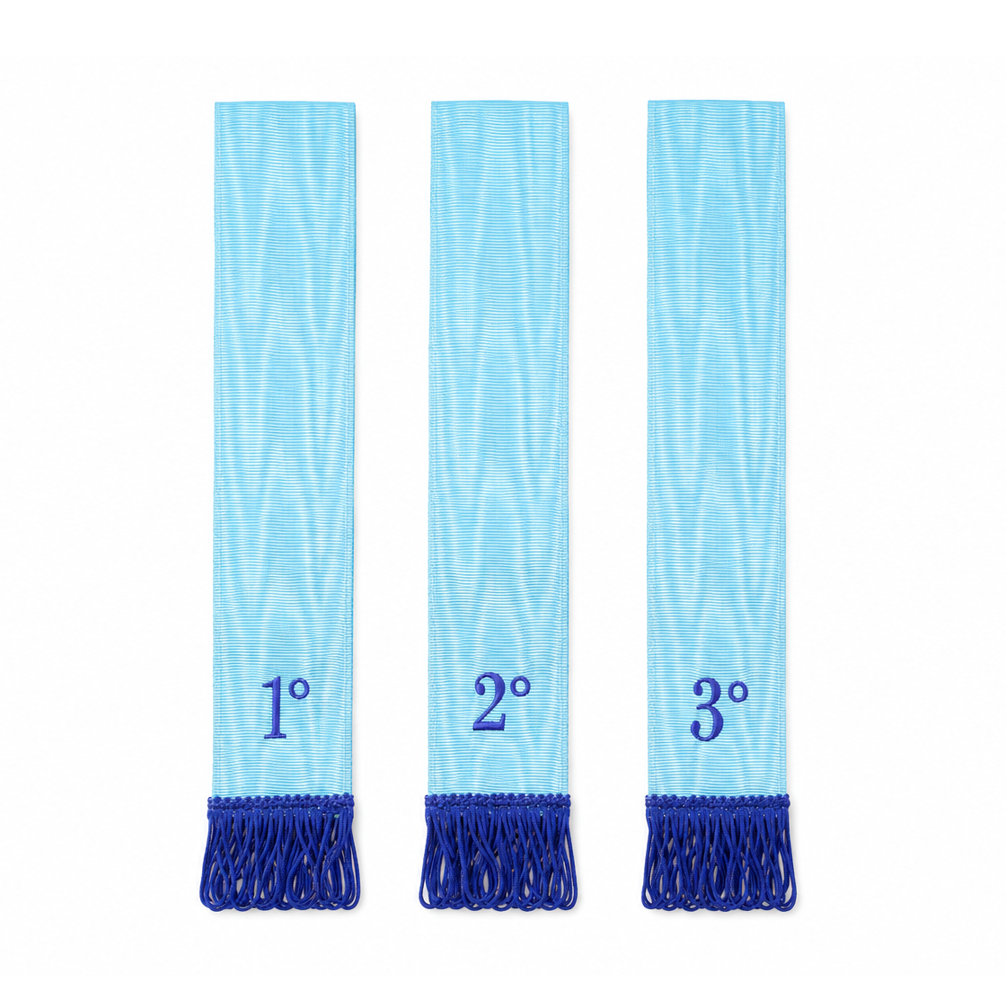 A blue Craft Masonic Bible Marker with 1, 2 & 3 degress 