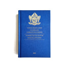 The image shows the cover of a book titled 'UGLE Constitutions Supreme Grand Chapter Regulations 2025', with a crest and text, predominantly in blue and gold colours.