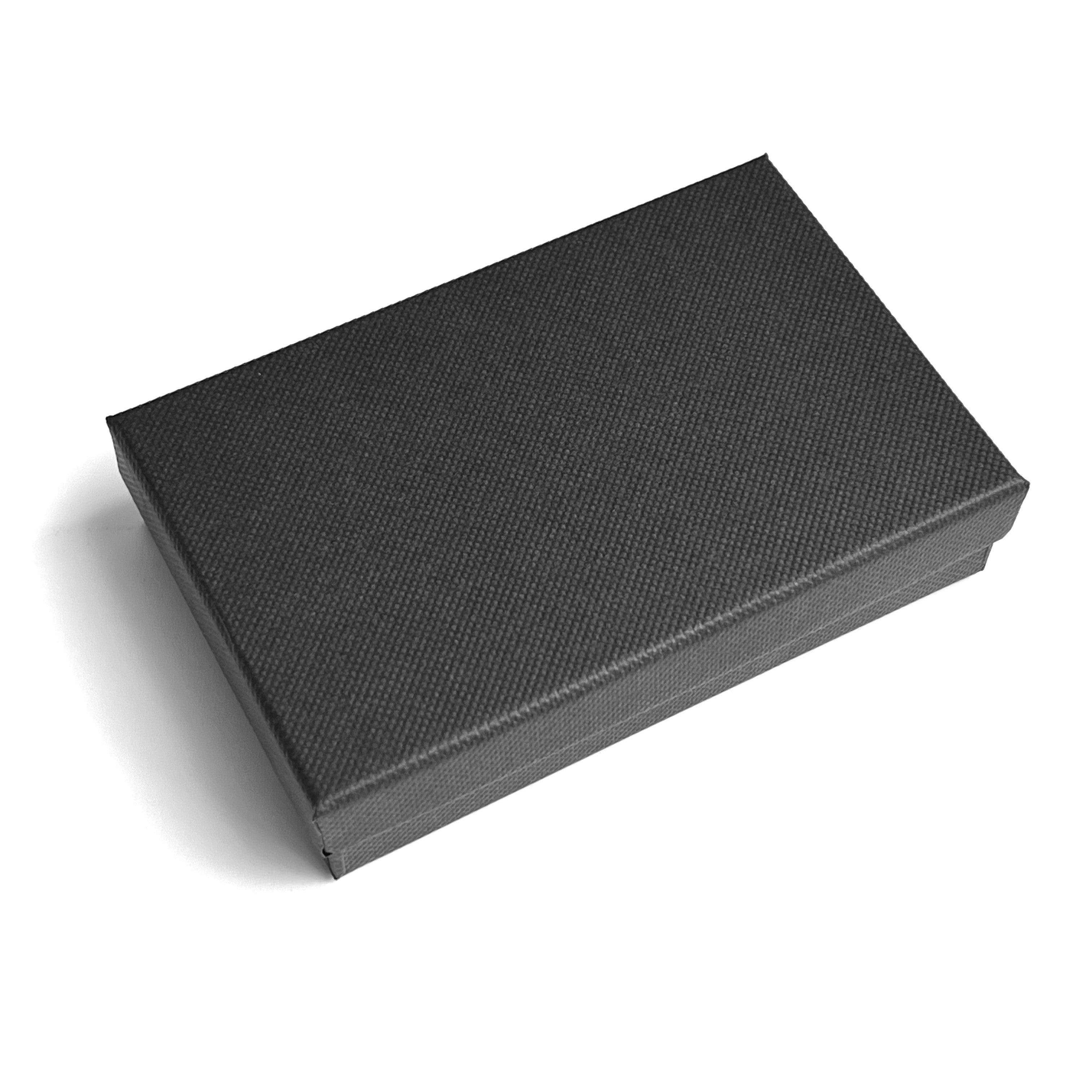 Black rectangular gift box for Masonic Business Card Case - Square & Compasses on a white background