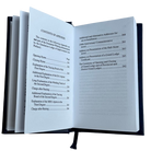 Open book with a table of contents of appendix on a white background